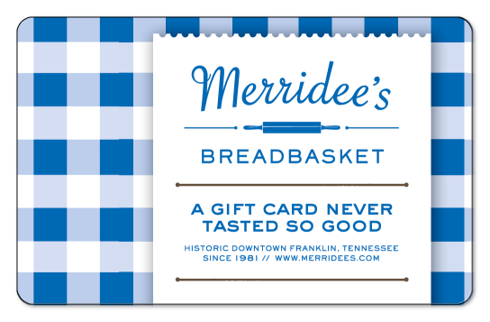 merridees logo on a blue and white checker background